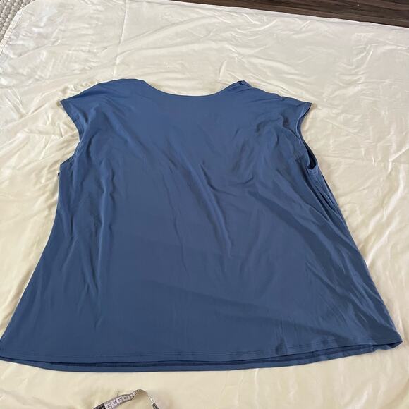 Lane Bryant Blue Cowlneck Wrap Top Wmns Sz 26/28/4X Work Office Career Stretch - Picture 4 of 6